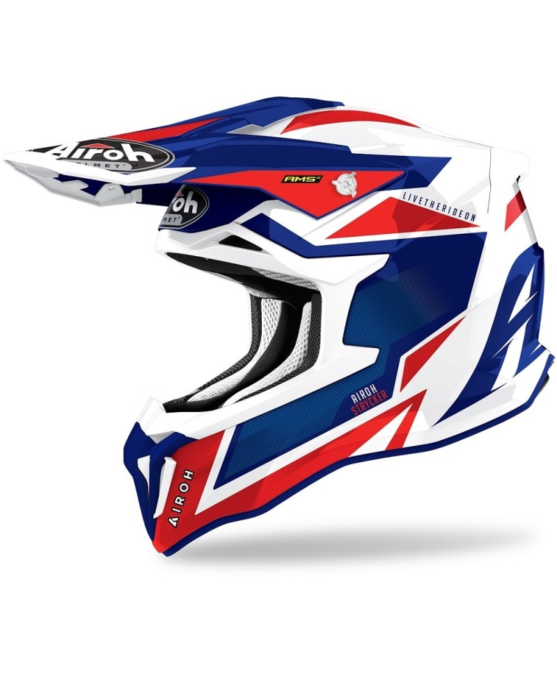 Casco off road AIROH STRYCKER AXE blue red gloss blu rosso lucido